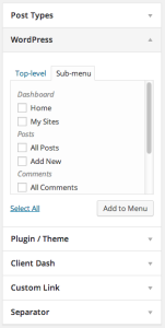 Add items to WordPress admin menu