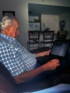 Senior Citizen working on the internet